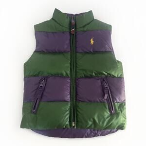 Polo Ralph Lauren Puffer Vest Kids Size 3T Green Purple Reversible Down Filled